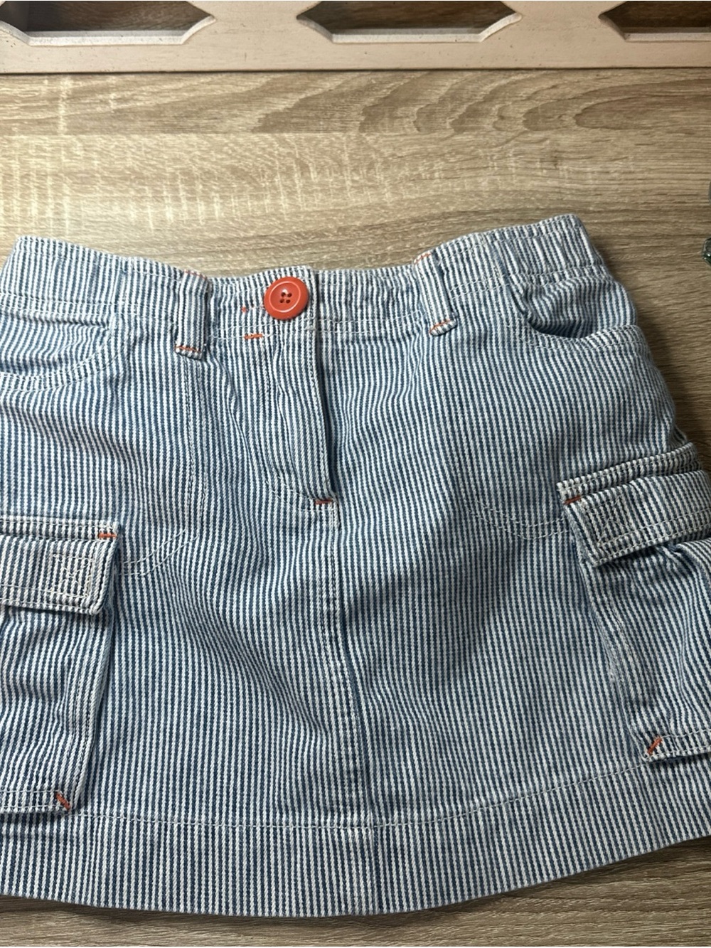Mini Boden Denim Striped Skirt Size 7/8